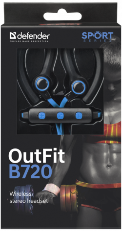 Беспроводная гарнитура Defender OutFit B720 (черно-синяя) - фото в интернет-магазине Арктика