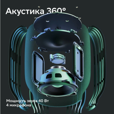 Умная колонка SberBoom Салют 40Вт (SBDV-00090A) черная - фото в интернет-магазине Арктика