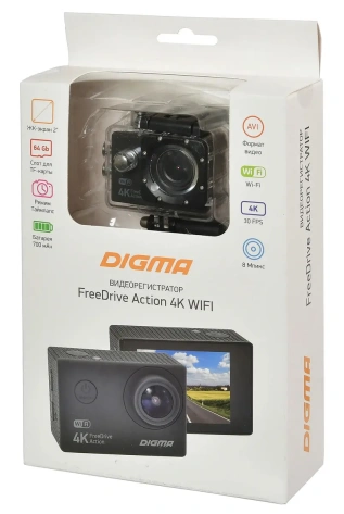 Авторегистратор Digma FreeDrive Action 4K WiFi - фото в интернет-магазине Арктика