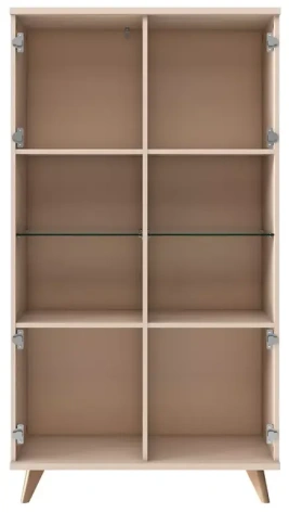Гостиная "Хармони" 468.06 шкаф со стеклом (бежевый/древесный) - Столлайн - фото в интернет-магазине Арктика