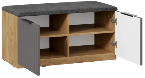 "Хилтон" тумба для обуви исп.2.2 (Дуб Крафт Золотой/Графит матовый) - Три Я - фото в интернет-магазине Арктика