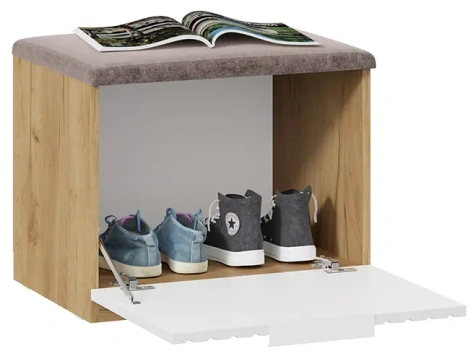 "Хилтон" тумба для обуви исп.2.1 (Дуб Крафт Золотой/Белый матовый) - Три Я - фото в интернет-магазине Арктика