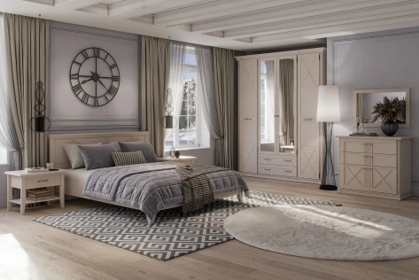 Спальня "Кантри" (КА-800.27) кровать 140*200 (Кашемир серый) - Ангстрем - фото в интернет-магазине Арктика