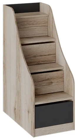 Детская "Окланд" ТД-324.11.12 лестница приставная (Фон черный/дуб делано) - Три Я - фото в интернет-магазине Арктика