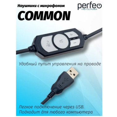Игровая гарнитура Perfeo COMMON (PF_B4865) (черная)  - фото в интернет-магазине Арктика