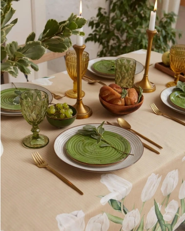 Скатерть "Этель" Белые тюльпаны 149*180 см 5376679 - Сима-ленд - фото в интернет-магазине Арктика