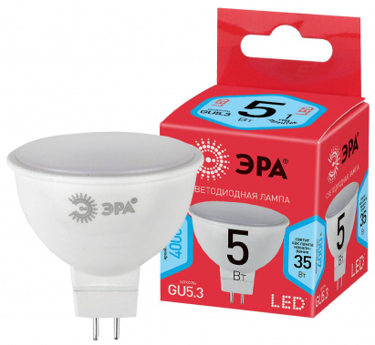 Лампа светодиодная ЭРА ECO LED MR16-5w-840-GU5.3 - фото в интернет-магазине Арктика