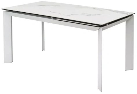 Стол обеденный CREMONA 140 HIGH GLOSS STATUARIO (Белый мрамор глянцевый/белый каркас) - М-Сити - фото в интернет-магазине Арктика