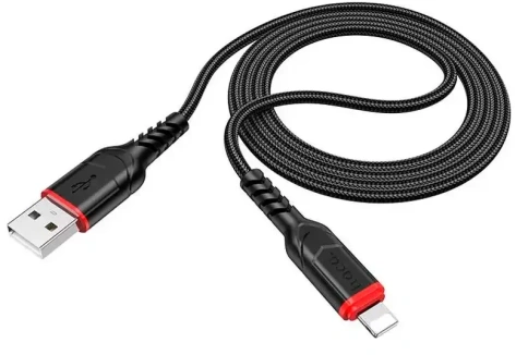 Кабель Hoco X59 USB-Lightning 1m 2.4A Нейлон черный - фото в интернет-магазине Арктика