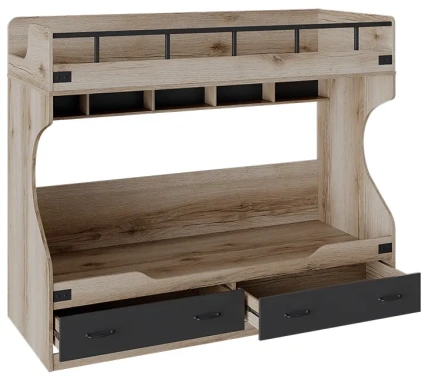 Детская "Окланд" ТД-324.11.01 кровать 2-х ярусная (Фон черный/дуб делано) - Три Я - фото в интернет-магазине Арктика