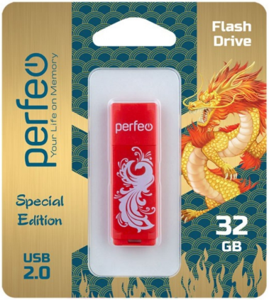 Флеш диск Perfeo 32Gb C04 RED Phoenix (PF-C04RP032) - фото в интернет-магазине Арктика