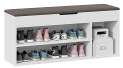 Тумба для обуви Тип 12 (Белый Ясень/Велюр Серый) - Три Я - каталог товаров магазина Арктика