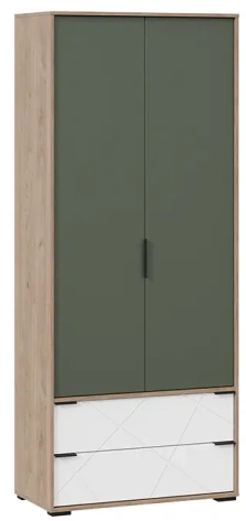 Детская "Лео" ТД-410.07.22 шкаф для одежды комбинированый (Гикори джексон/Белый матовый/Дымчатый зеленый) - Три Я - фото в интернет-магазине Арктика