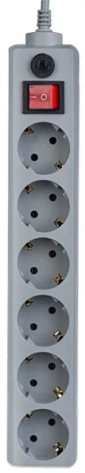 Сетевой фильтр Perfeo Power+ PF_A4673, 3,0м, 6 розеток, серый (PF-PP-6/3,0-G) - фото в интернет-магазине Арктика