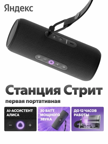 Умная колонка Яндекс Станция Стрит (YNDX-00030BLK) Черная - фото в интернет-магазине Арктика