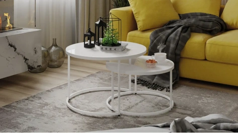 Стол журнальный "Вега" (белый/стекло лакобель белый) - Три Я - фото в интернет-магазине Арктика