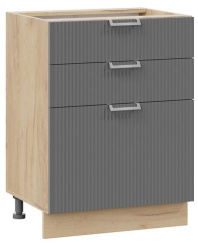 Кухня "Кимберли" шкаф нижний 3 ящ 60 (К1Н6Я3/Ф1Н6Я3/дуб крафт золотой/титан) - Три Я - каталог товаров магазина Арктика