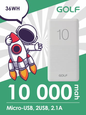 Портативный аккумулятор GOLF G80 10000mAh (белый) - фото в интернет-магазине Арктика