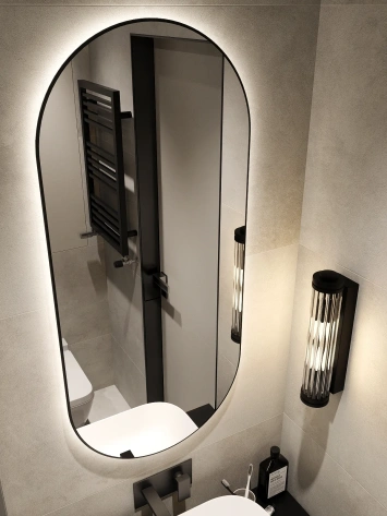 Зеркало навесное Z-16 1100х500 мм с черной рамкой С ПОДСВЕТКОЙ - Мебельград - фото в интернет-магазине Арктика