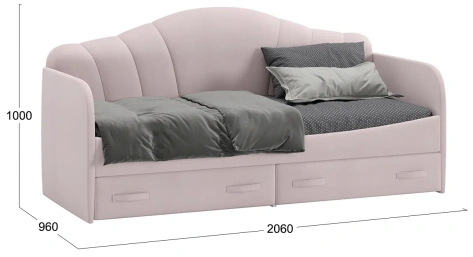 Детская "Сабрина" ТД-307.12.02 кровать 900 (Велюр пудровый) - Три Я - фото в интернет-магазине Арктика