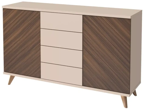 Гостиная "Хармони" 468.07 комод 2 двери 4 ящика (бежевый/древесный) - Столлайн - фото в интернет-магазине Арктика