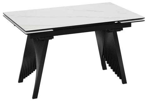 Стол обеденный "Шелдон" тип 1 (черный муар/керамика матовая белый мрамор) - Три Я - фото в интернет-магазине Арктика