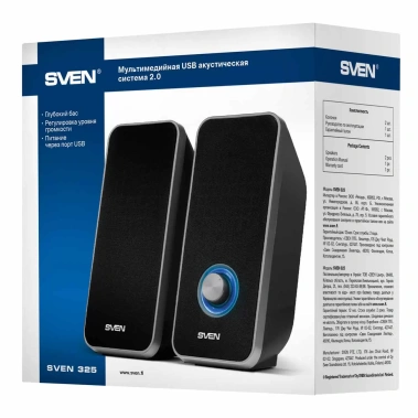 Колонки Sven 325 (черные) - фото в интернет-магазине Арктика