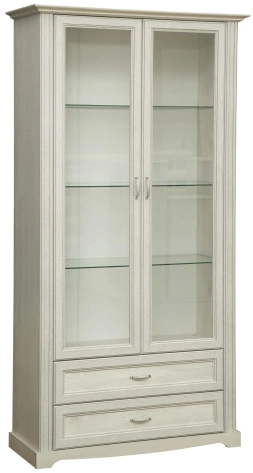 Гостиная "Сохо" 32.05 NEW шкаф комбинированный (бетон пайн белый/бетон пайн белый патина) - Олмеко - фото в интернет-магазине Арктика