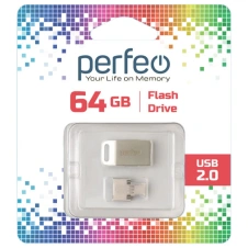 Флеш диск Perfeo 64Gb M05 металическая (PF-M05MS064OTGR) OTG - каталог товаров магазина Арктика