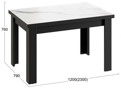 Стол обеденный "Хьюстон" Т2 (Черный/Белый мрамор) - Три Я - фото в интернет-магазине Арктика