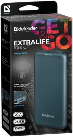 Портативный аккумулятор Defender ExtraLife 10000F - фото в интернет-магазине Арктика