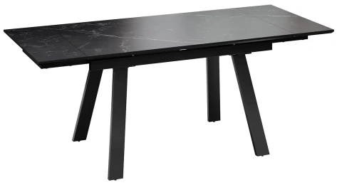 Стол обеденный "Дэкстон" Тип 1 (черный муар/керамика матовая черный мрамор) - Три Я - фото в интернет-магазине Арктика
