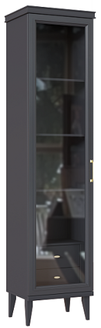 Гостиная "Орландо" (ОР-225.02) шкаф-витрина (Серый уголь) - Ангстрем - фото в интернет-магазине Арктика