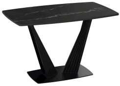 Стол обеденный "Фабио" тип 1 (черный муар/стекло матовое черный мрамор) - Три Я - каталог товаров магазина Арктика