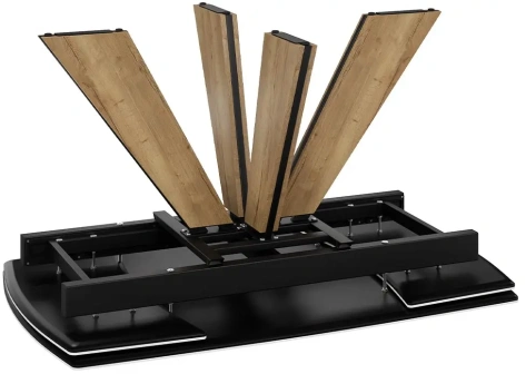 Стол обеденный "Палмер" тип 1 (черный муар/дуб галифакс нат/керамика матовая белый мрамор) - Три Я - фото в интернет-магазине Арктика