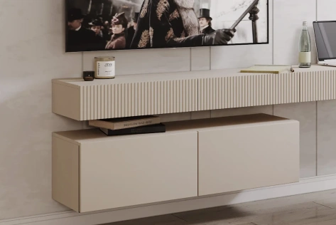 Спальня "Дольче" (ДЛ-323.02) тумба навесная (кашемир серый+бархат фрапучино) - Ангстрем - фото в интернет-магазине Арктика