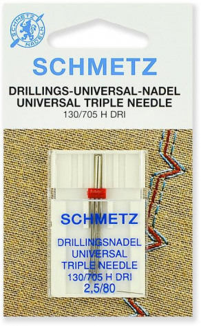 Иглы Schmetz стандартные тройные 130/705H DRI №80/2.5, 1 шт. - фото в интернет-магазине Арктика