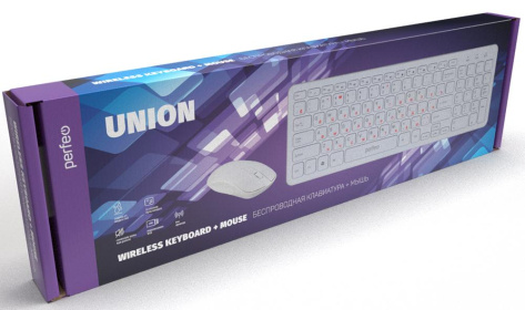 Набор клавиатура + мышь беспров. Perfeo UNION (PF_B4899) (белый) USB - фото в интернет-магазине Арктика