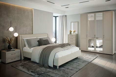 Спальня "Борсолино" (Кашемир серый) - Ангстрем - фото в интернет-магазине Арктика