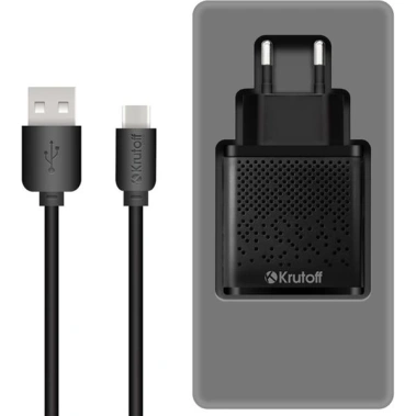 Зарядное устройство для USB Krutoff CH-07C Type-C черный (03575) - фото в интернет-магазине Арктика
