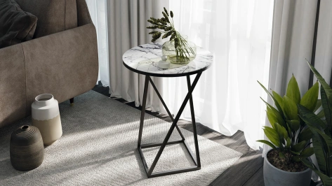 Стол журнальный ДП 1-03-05 (черный/белый мрамор) - Три Я - фото в интернет-магазине Арктика