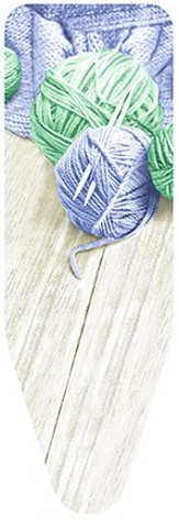 Чехол для гладильной доски из хлопка 130*50 "Клубки Пряжи" Синий/Зеленый - фото в интернет-магазине Арктика