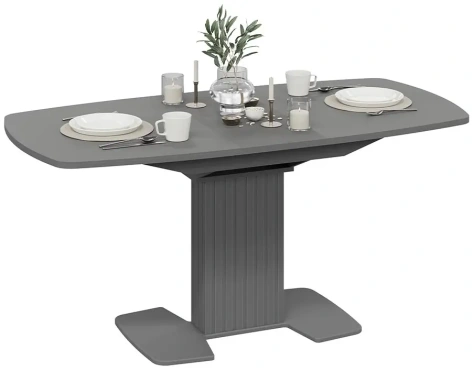 Стол обеденный "Хилтон" (столешница тип 2 + подстолье/Графит матовый/Стекло матовое серое) - Три Я - фото в интернет-магазине Арктика