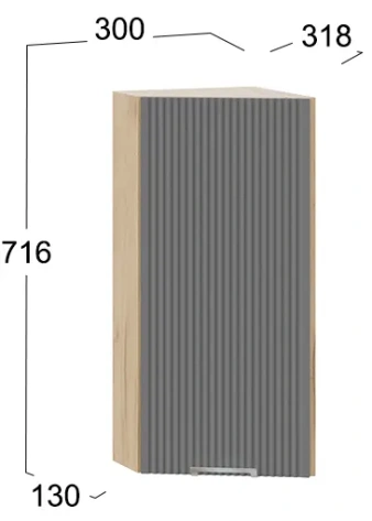 Кухня "Кимберли" шкаф навесной торцевой 30 (К1В3Т/Ф1В3Т/дуб крафт золотой/титан) - Три Я - фото в интернет-магазине Арктика