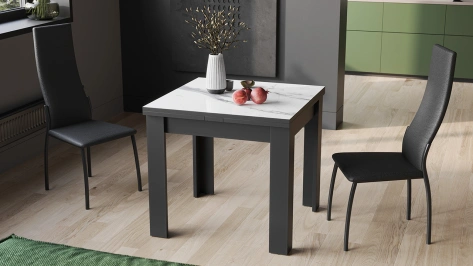 Стол обеденный "Хьюстон" Т1 (Черный/Белый мрамор) - Три Я - фото в интернет-магазине Арктика