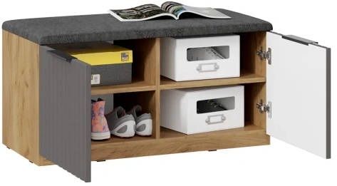 "Хилтон" тумба для обуви исп.2.2 (Дуб Крафт Золотой/Графит матовый) - Три Я - фото в интернет-магазине Арктика