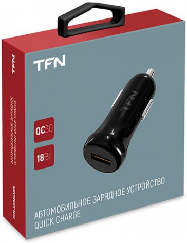 Зарядное устройство авто TFN USB QC3.0 black без кабеля (TFN-CCQC3BK) - фото в интернет-магазине Арктика