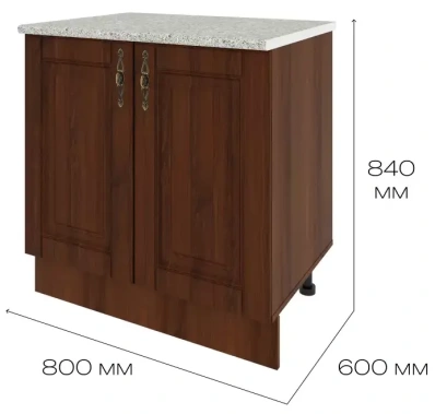Кухня "Орех" 375.07 шкаф напольный ш80 (орех) - Столлайн - фото в интернет-магазине Арктика