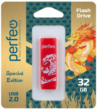 Флеш диск Perfeo 32Gb C04 RED Lion (PF-C04RL032) - фото в интернет-магазине Арктика