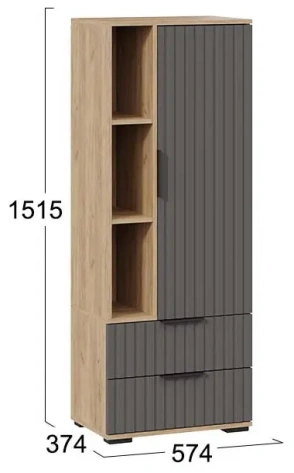 "Хилтон" шкаф для посуды исп.2 (дуб крафт золотой/графит матовый) - Три Я - фото в интернет-магазине Арктика